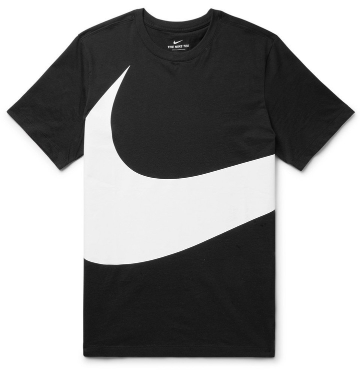 Photo: Nike - Sportswear Printed Colour-Block Cotton-Jersey T-Shirt - Black