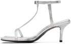 Juun.J Silver Leather Heeled Sandals