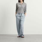 Auralee Women's Wool Herringbone Cargo Pants in Dusty Blue