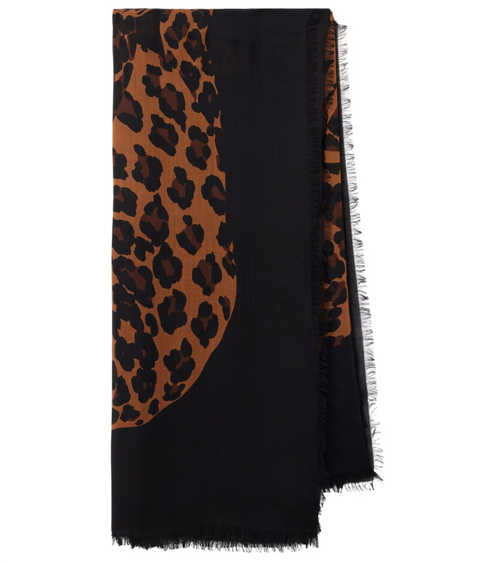 Photo: Saint Laurent Fringed leopard-print wool scarf
