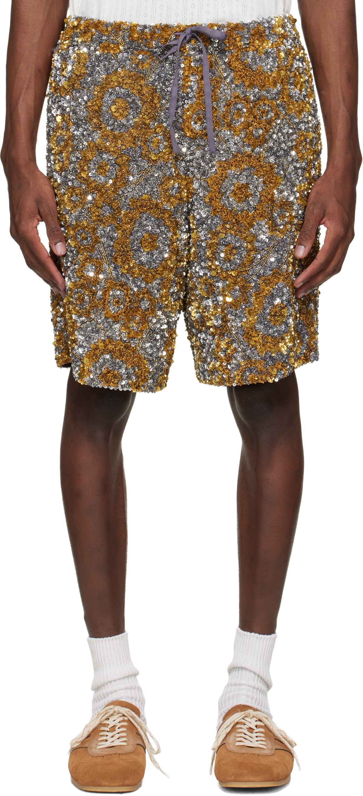 Dries Van Noten Gold & Silver Embroidered Shorts