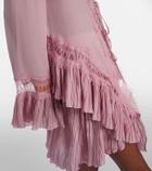 Blumarine Lace-trimmed sheer georgette shirt