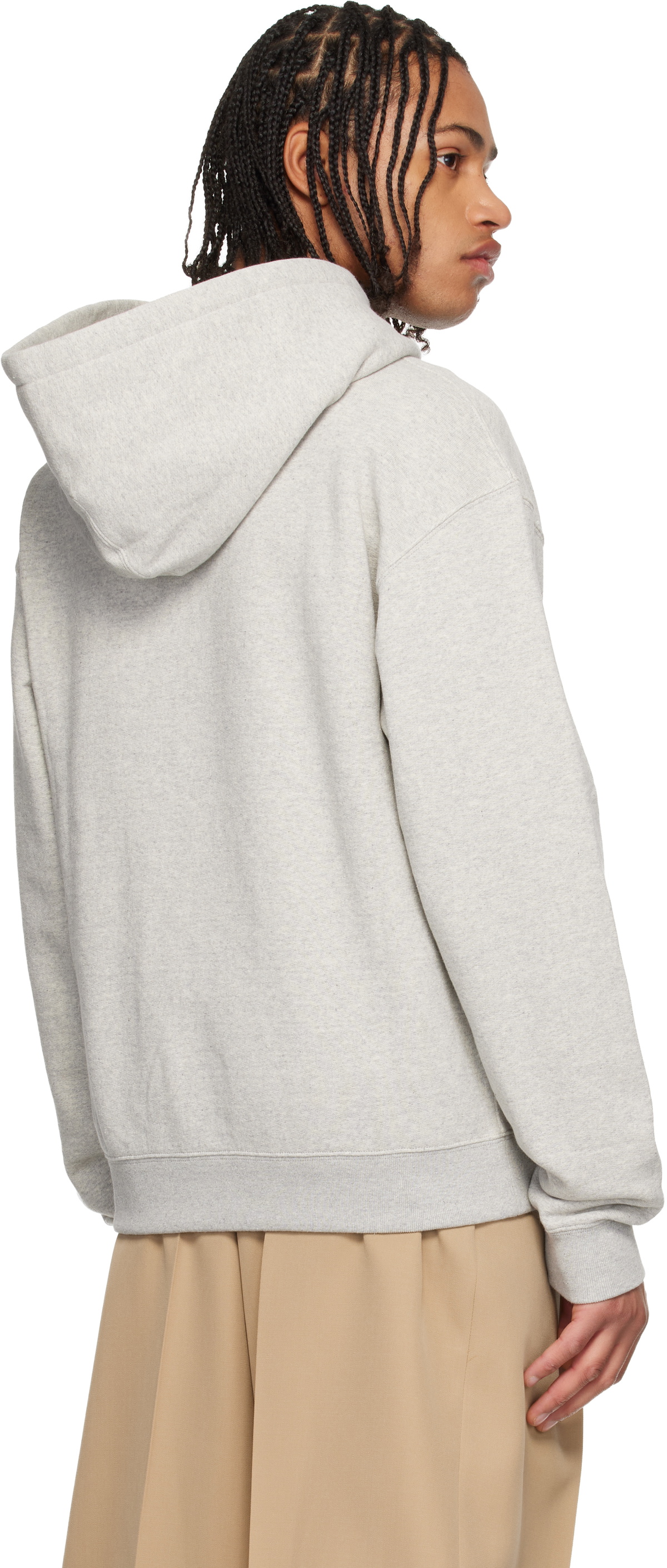 Jil Sander Gray Printed-Logo Hoodie