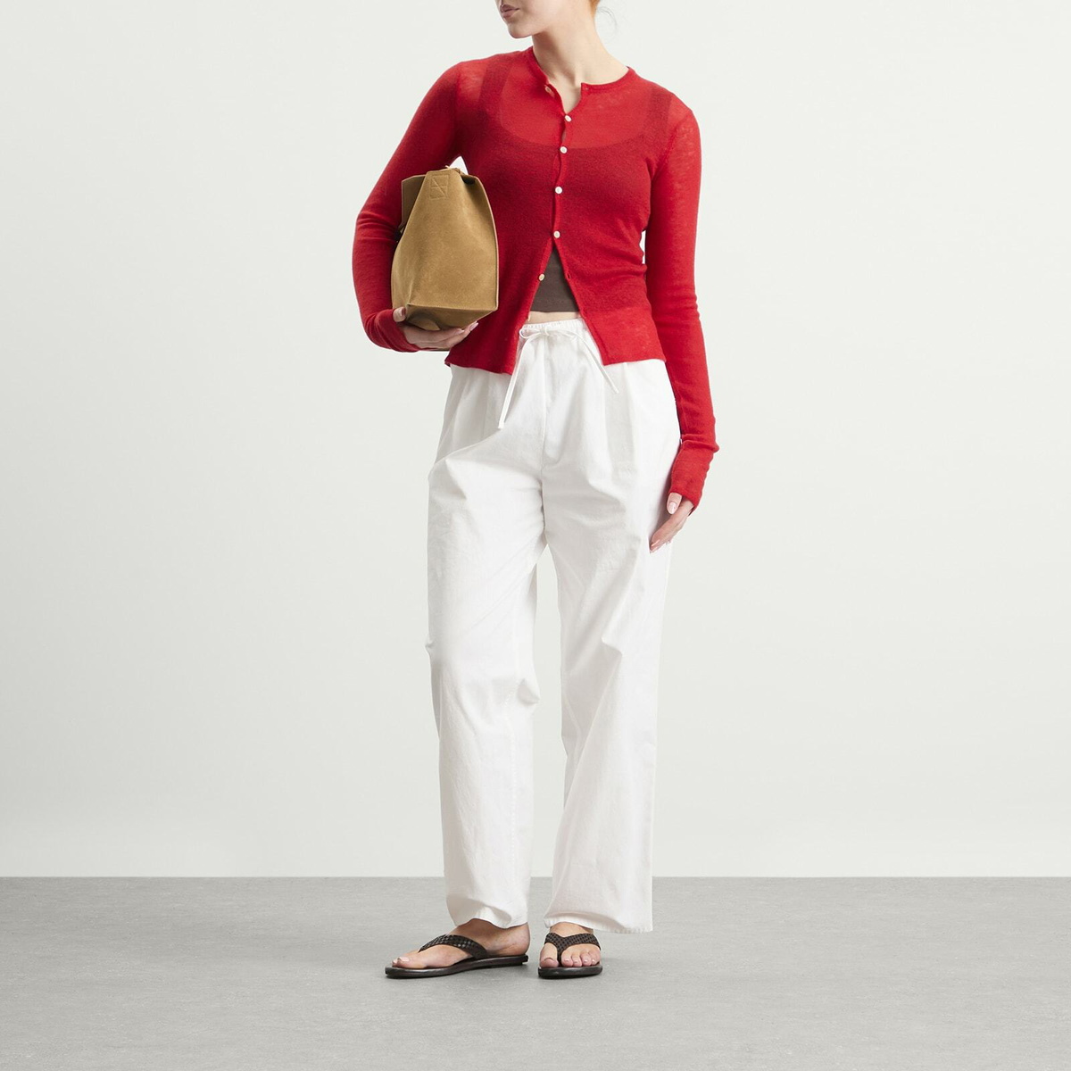 Auralee Women's Cashmere Knit Cardigan in Red/Orange