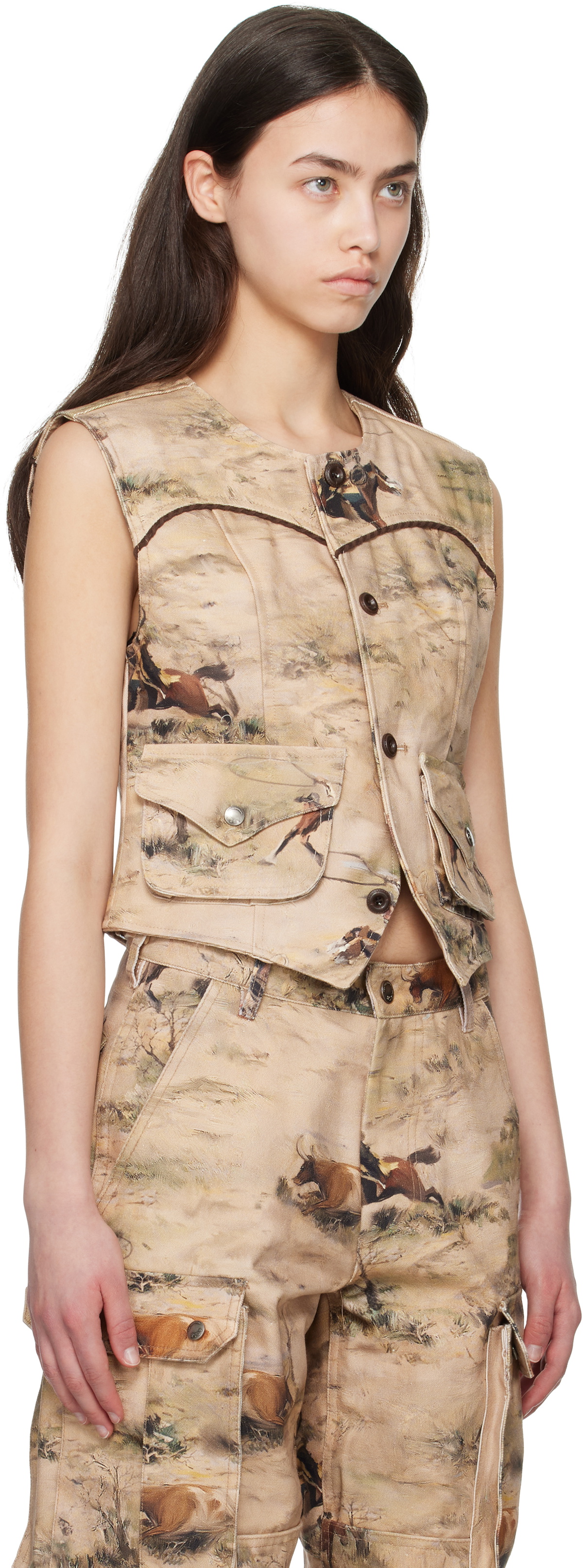 Andersson Bell Beige Cowboy Printed Vest