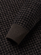 Brioni - Houndstooth Silk, Wool and Cashmere-Blend Sweater - Brown