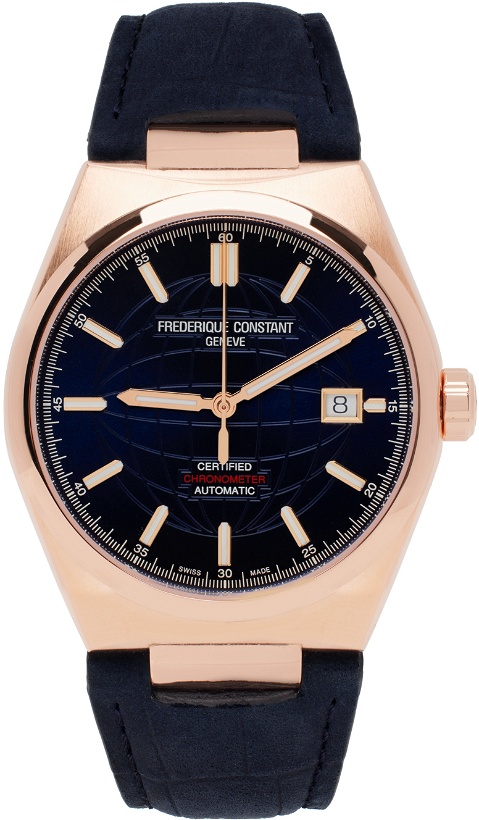 Photo: Frédérique Constant Navy & Rose Gold Highlife COSC Automatic Watch