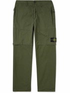 Stone Island - Straight-Leg Logo-Appliquéd Cotton-Blend Twill Cargo Trousers - Green