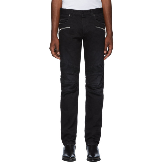 Photo: Balmain Black Straight Ribbed Jeans