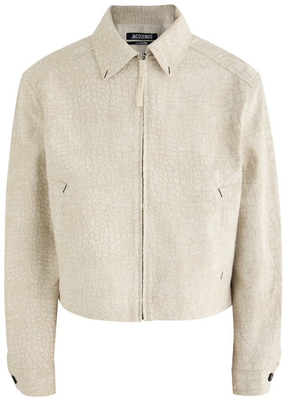 Photo: Jacquemus La Veste De-Nîmes Crocodile-effect Canvas Jacket Beige