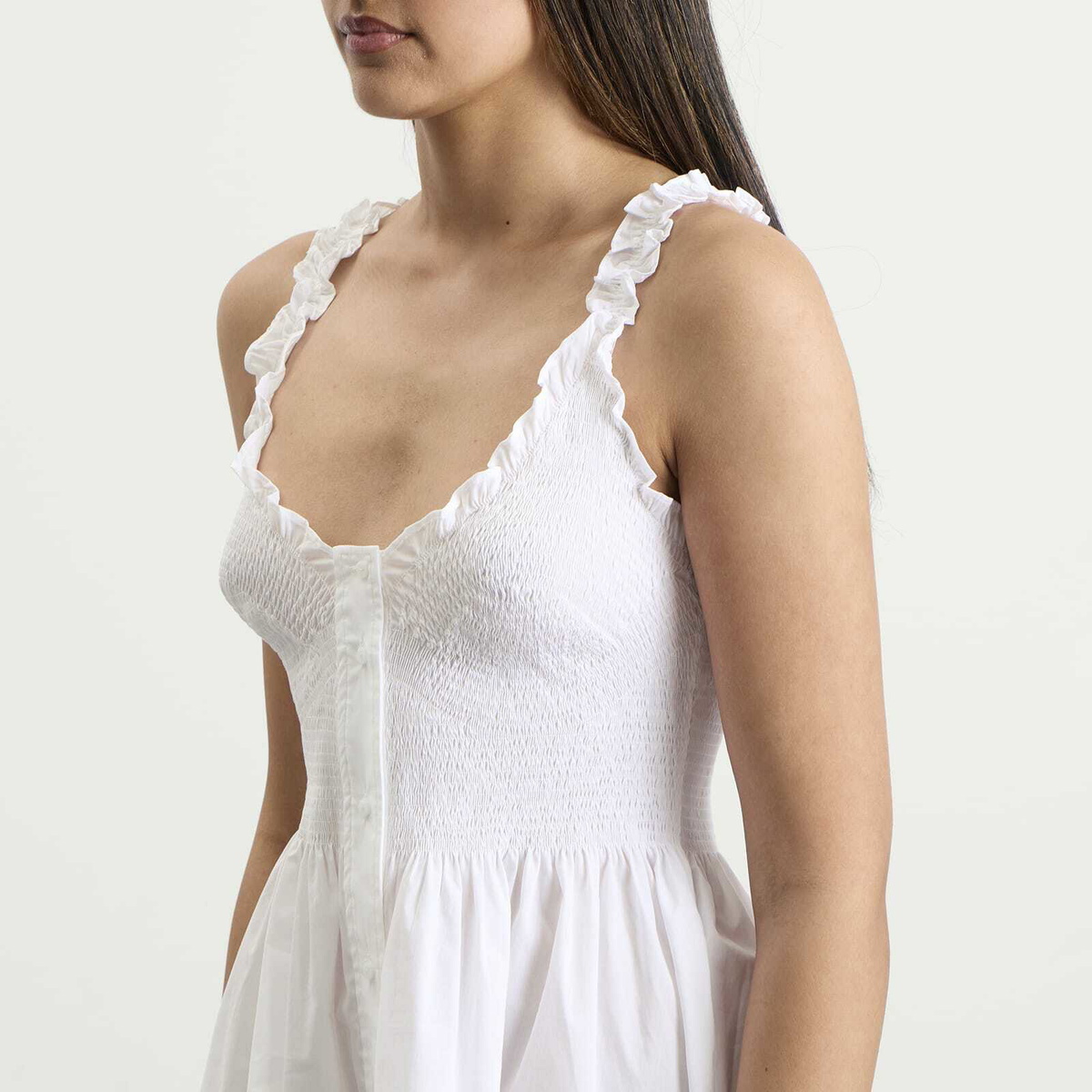 SKIMS Women's Garment Washed Poplin Mini Dress in Snow