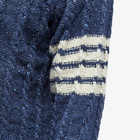 Thom Browne Men's 4 Bar Donegal Cable Crew Knit in Blue