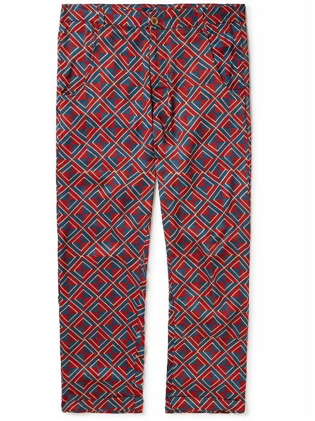 Photo: SMR Days - Carbo Straight-Leg Printed Cotton and Modal-Blend Twill Trousers - Red