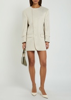 Bettter Striped Wool-blend Mini Blazer Dress Off White