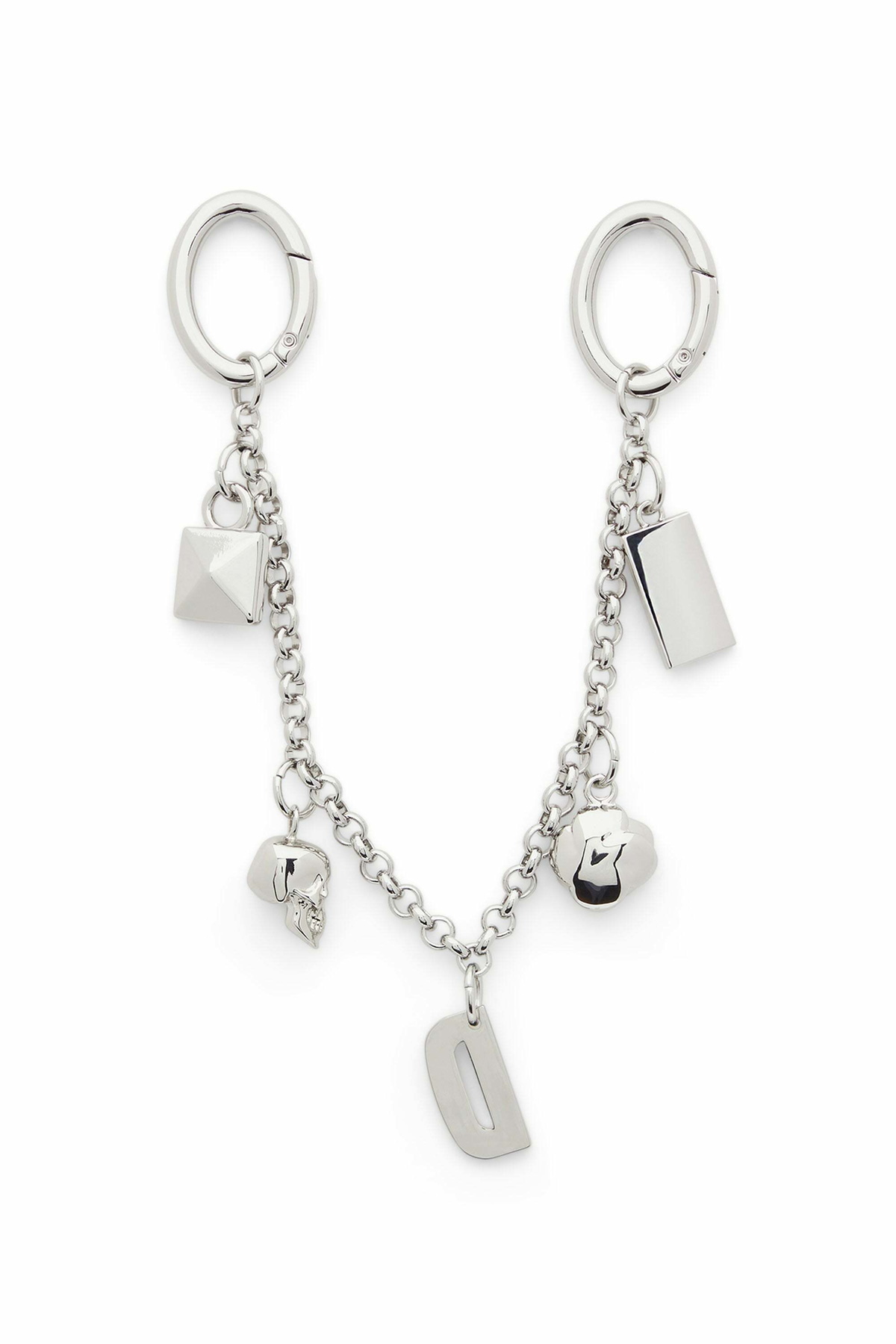 Diesel Metal chain charm with iconic pendants - Charms and Keyrings Womens in Silver