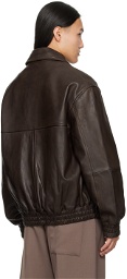 Studio Nicholson Brown Piston Leather Jacket
