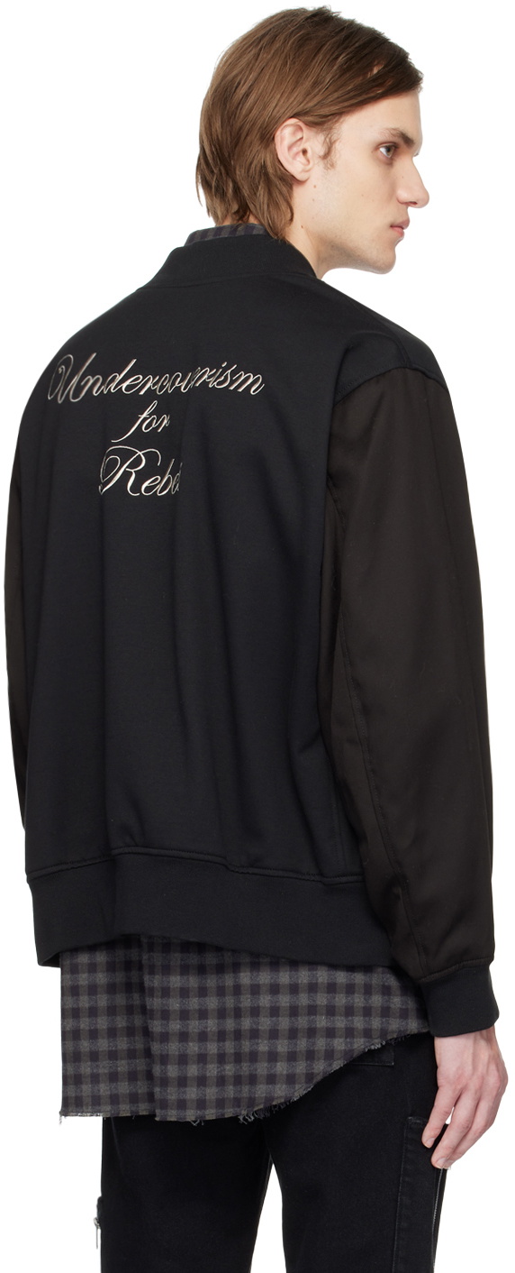 Undercoverism Black Embroidered Bomber Jacket Undercoverism