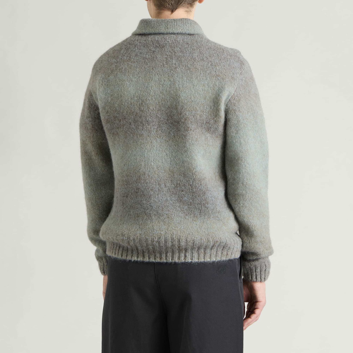 Palmes Men's Alpaca Longsleeve Knit Polo in Blue