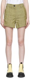 GANNI Yellow Linen Shorts