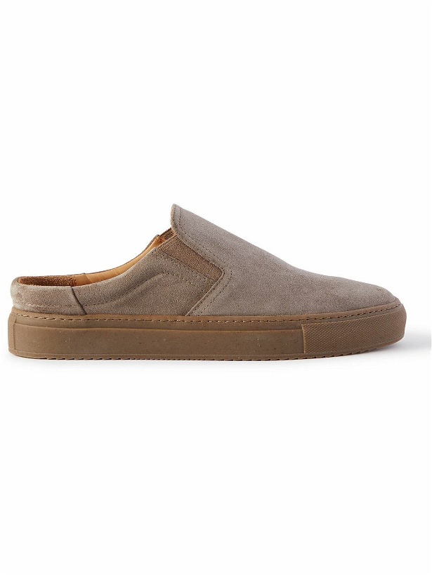 Photo: Mr P. - Larry Suede Backless Slip-On Sneakers - Brown