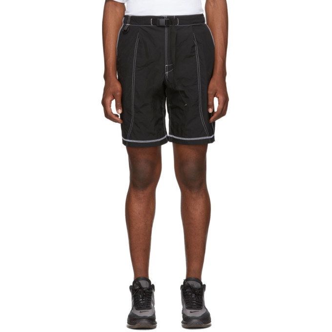 Photo: John Elliott Black High Shrunk Nylon Mountain Shorts