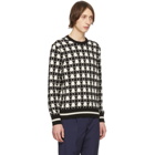 Moncler Black and White Jacquard Bell Sweater
