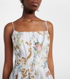 Camilla Printed linen and silk bustier dress