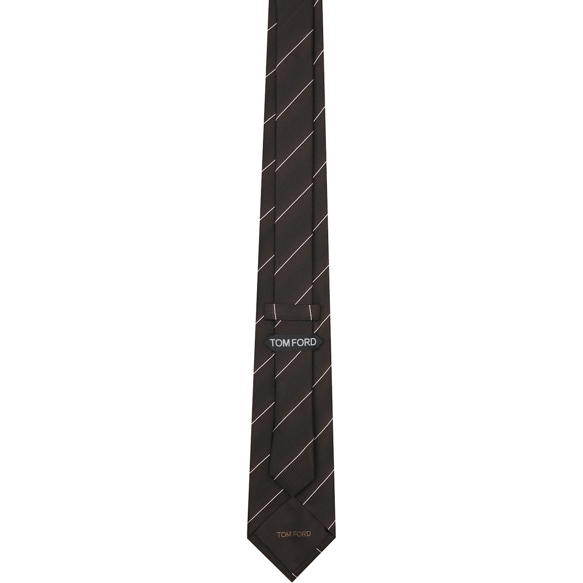 TOM FORD Brown Stripe Tonal Weave Tie