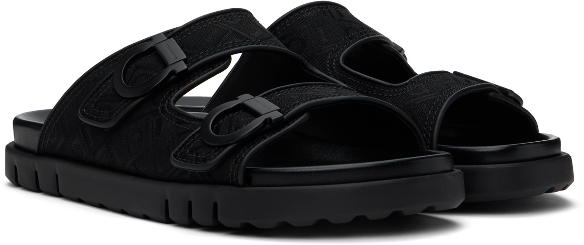 Ferragamo Black Double-Strap Sandals