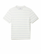 Brunello Cucinelli - Striped Linen and Cotton-Blend T-Shirt - Blue