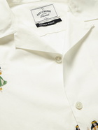 Portuguese Flannel - Camp-Collar Embroidered Cotton-Poplin Shirt - White