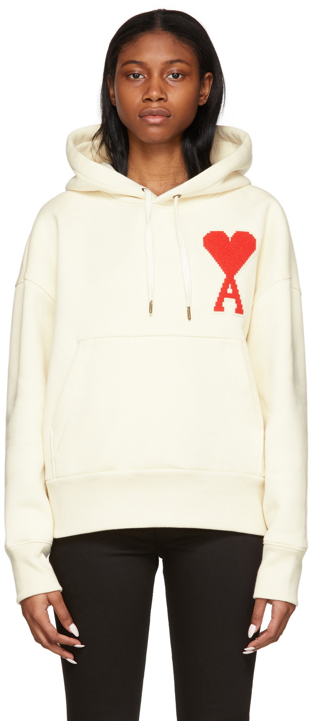 AMI Paris SSENSE Exclusive Off-White Ami De Coeur Hoodie AMI