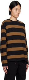Uniform Bridge Brown & Black Naval Stripe Long Sleeve T-Shirt