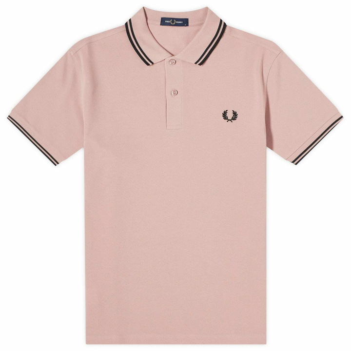 Photo: Fred Perry Men's Twin Tipped Polo Shirt in Dusty Rose Pink/Black