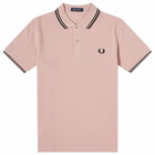 Fred Perry Men's Twin Tipped Polo Shirt in Dusty Rose Pink/Black