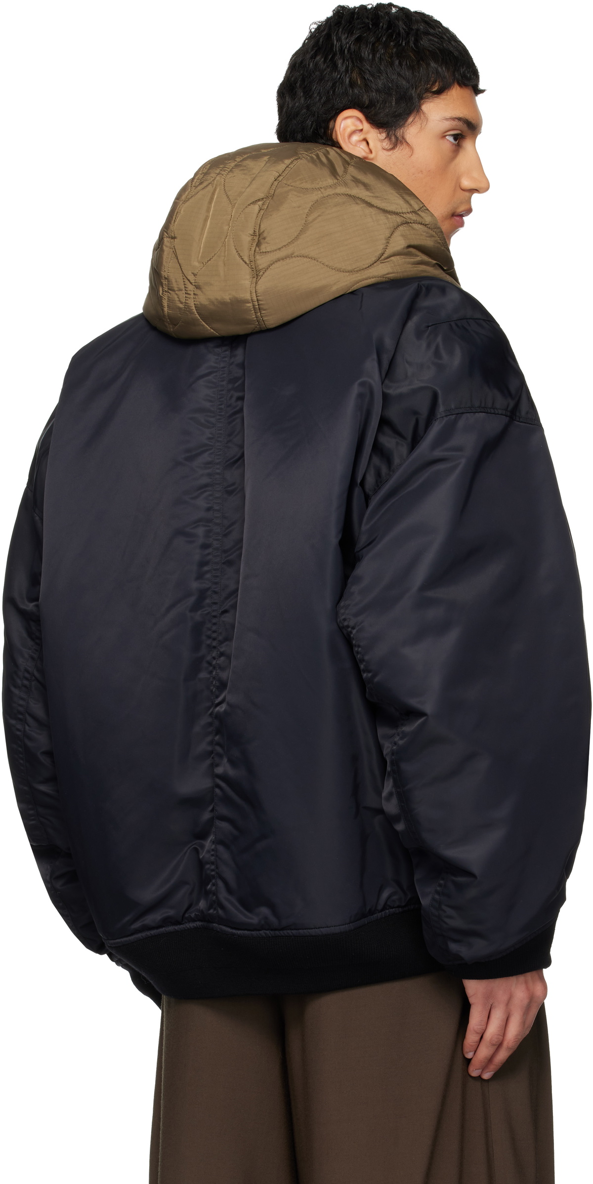Maison MIHARA YASUHIRO Black Extended Placket Hood Flight Jacket