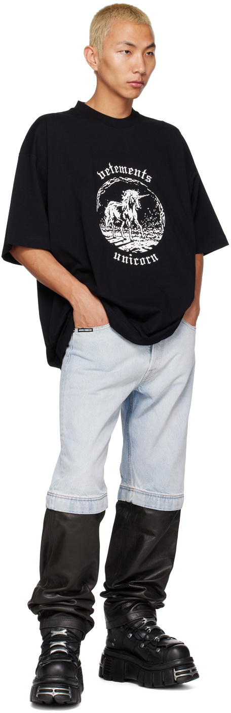 VETEMENTS Black Double Unicorn T-Shirt Vetements