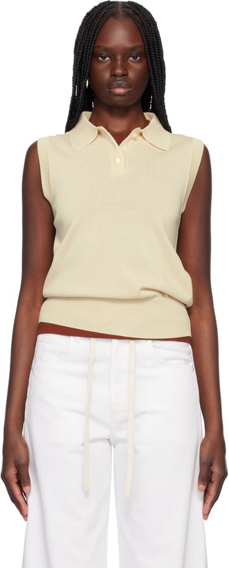 Photo: Nothing Written Beige Knit Sleeveless Polo