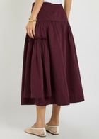 Damson Madder Berta Ruffled Cotton-poplin Midi Skirt Purple