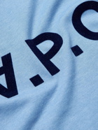 A.P.C. - VPC Logo-Flocked Cotton-Jersey T-Shirt - Blue