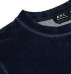 A.P.C. - Band Cotton-Blend Velour Sweatshirt - Blue