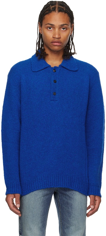 Photo: Solid Homme Blue Three-Button Polo
