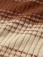 The Elder Statesman - Striped Ribbed Cotton and Cashmere-Blend Sweater - Brown