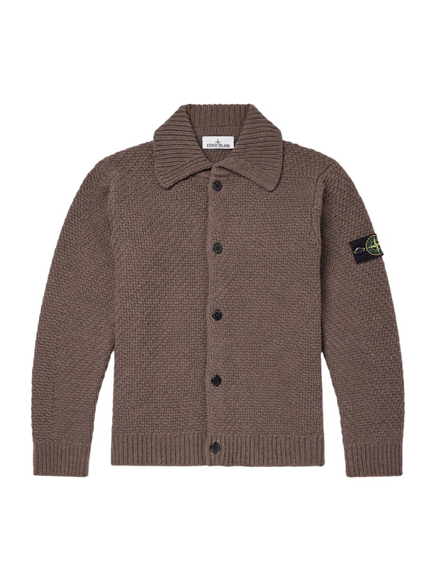 Photo: Stone Island - Basket-Stitch Wool-Blend Cardigan - Brown