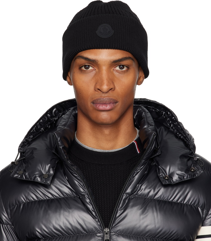 Photo: Moncler Black Logo Cotton Beanie