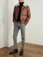 Paul Smith - Shearling-Trimmed Leather Jacket - Brown