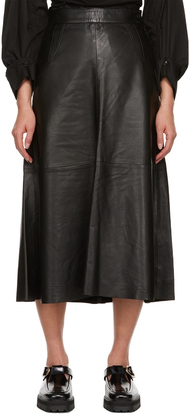 Photo: Citizens of Humanity Black Aria Leather Midi Skirt