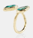 Octavia Elizabeth Moi and Toi 18kt gold ring with emeralds