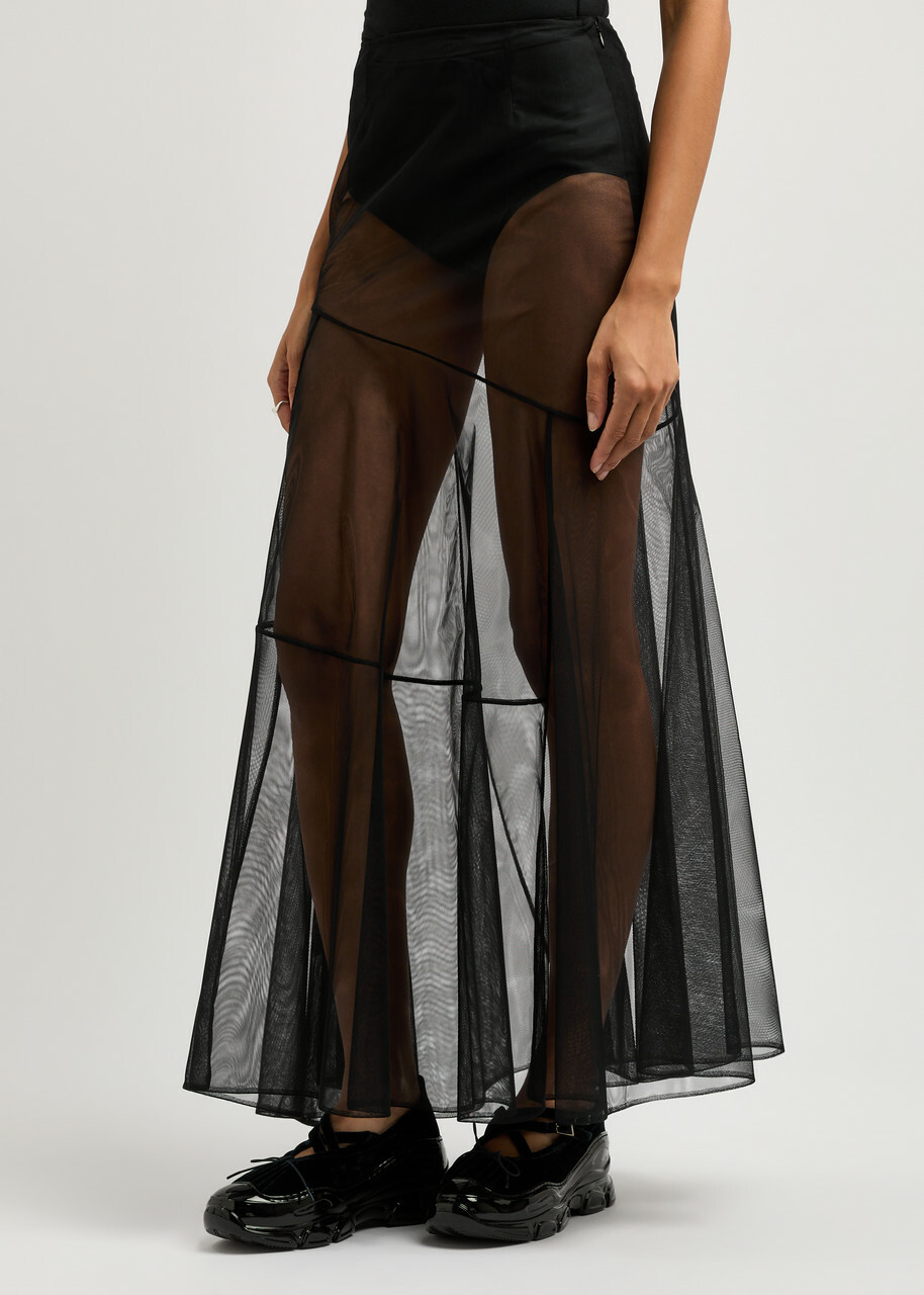 Simone Rocha Sheer Tulle Maxi Skirt Black Simone Rocha