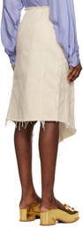 Dries Van Noten Off-White Asymmetric Denim Midi Skirt